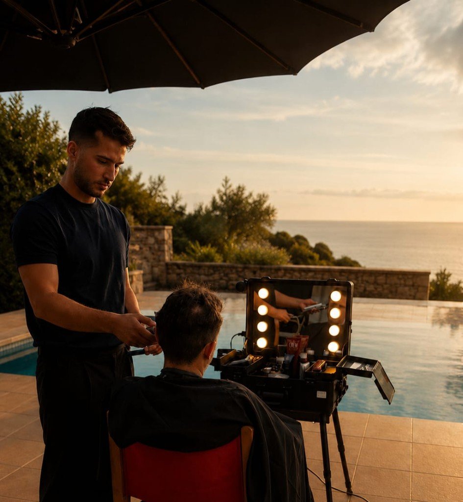 Experiencia de barbería personalizada al atardecer en Menorca
